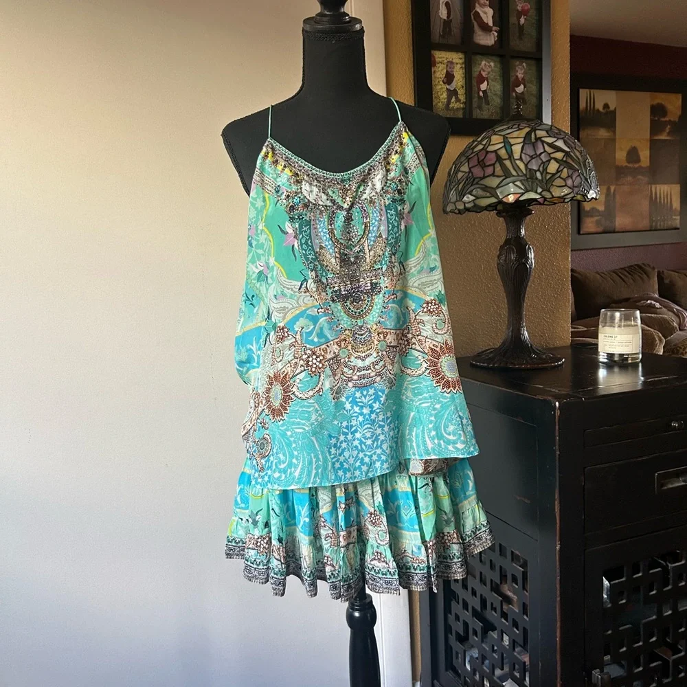 Camilla Turquoise and Teal Skirt - Picture 1 of 5
